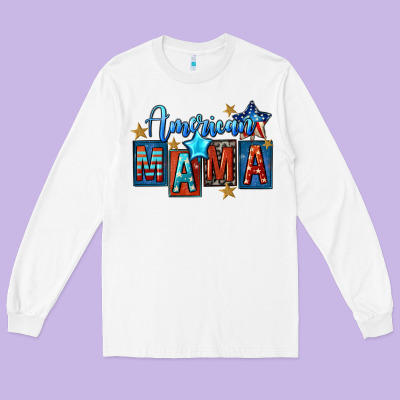 American Mama Mother's Day Long Sleeve Tee Designed By Fadigitalartstudio