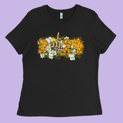 2024 Skeleton Middle Finger New Year Ladies Tee Designed By Cowgirlartshop