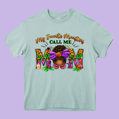 My Favorite Monsters Call Me Mom Heavy Core Tee Designed By Texasbilliewilder