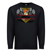 Black custom name race flag and race equipment Premium Sweatshirt - AdoDesignShop