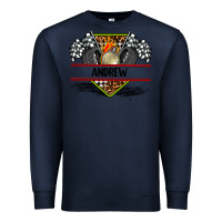 Navy custom name race flag and race equipment Premium Sweatshirt - AdoDesignShop