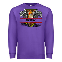 Purple custom name race flag and race equipment Premium Sweatshirt - AdoDesignShop