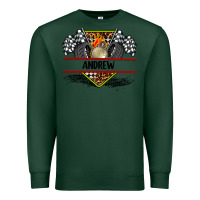 Sports Green custom name race flag and race equipment Premium Sweatshirt - AdoDesignShop