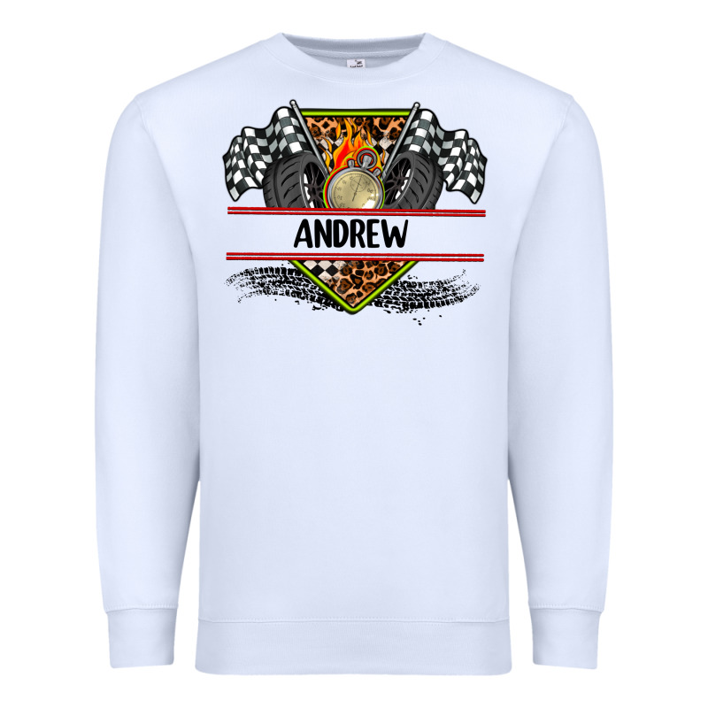 Custom Name Race Flag And Race Equipment Premium Sweatshirt by AdoDesignShop | Teevron