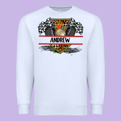 Custom Name Race Flag And Race Equipment Premium Sweatshirt Designed By Adodesignshop