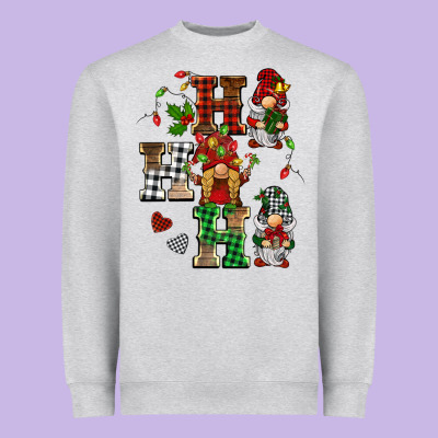 Christmas Ho Ho Ho Gnomes Heavyweight Sweatshirt Designed By Barkaloodesign
