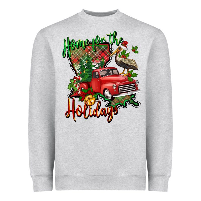 Home For The Holidays Louisiana Heavyweight Sweatshirt by BarkalooDesign | Teevron
