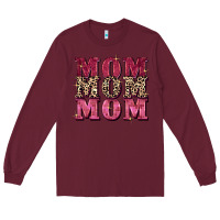 Burgundy Mom mom mom Mother's Day Long Sleeve Tee - FaDigitalArtStudio