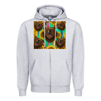 Heather Grey bear tumbler Zipper Hoodie - BarkalooDesign