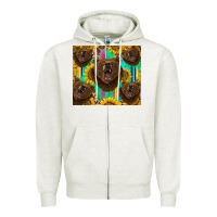 Oatmeal Heather bear tumbler Zipper Hoodie - BarkalooDesign
