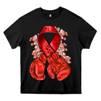Black Red ribbon with boxing gloves Heavy Core Tee - NancyCooperArtShop