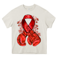 Red Ribbon With Boxing Gloves Heavy Core Tee | Teevron