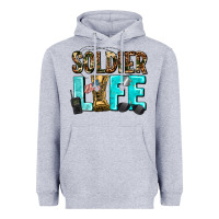 Heather Grey soldier  life Heavyweight Hoodie - AdoDesignShop