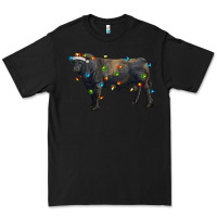 Black christmas black angus bull with christmas lights Premium Tee - RanaPortraitStore