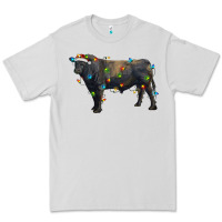 Christmas Black Angus Bull With Christmas Lights Premium Tee | Teevron