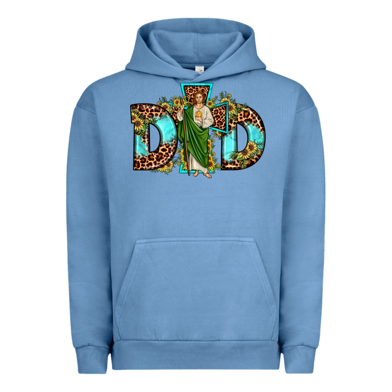 Dad San Judas Sunflower Leopard Turquoise Urban Hoodie by JahusDesignShop | Teevron