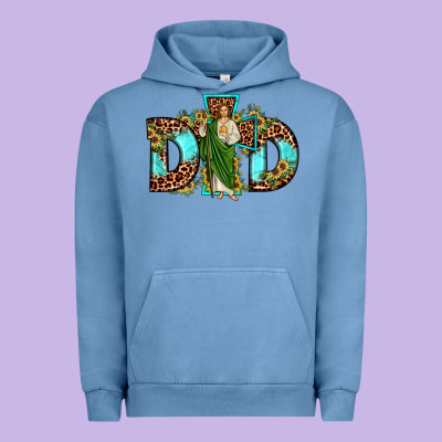 Dad San Judas Sunflower Leopard Turquoise Urban Hoodie Designed By Jahusdesignshop