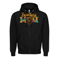 Black fearless mom bear Zipper Hoodie - BarkalooDesign