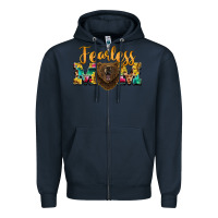 Navy fearless mom bear Zipper Hoodie - BarkalooDesign