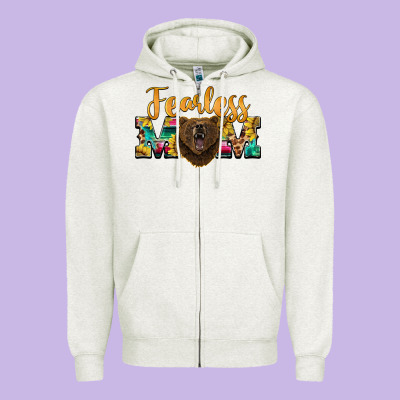 Fearless Mom Bear Zipper Hoodie Designed By Barkaloodesign