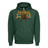 Sports Green fearless mom bear Zipper Hoodie - BarkalooDesign