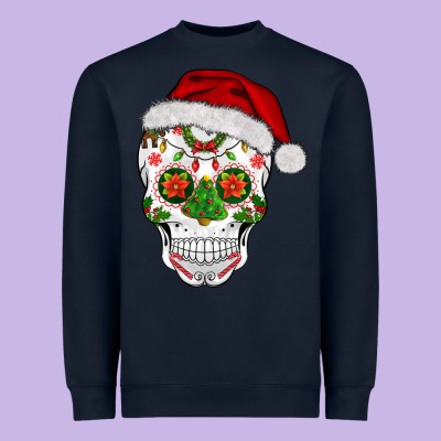 Sugar Skull  Christmas Heavyweight Sweatshirt Designed By Barkaloodesign