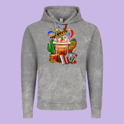 Mexican Frappe With Cactus Sombrero And Maracas Vintage Hoodie Designed By Fadigitalartstudio