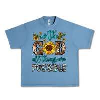 Pebble Blue with god all things are possible Urban Heavy Tee - OliviaCreatesArt