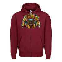 Burgundy bear rainbow Zipper Hoodie - BarkalooDesign