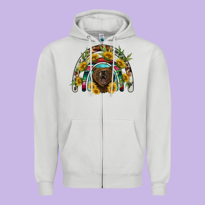 Bear Rainbow Zipper Hoodie Designed By Barkaloodesign