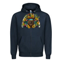 Navy bear rainbow Zipper Hoodie - BarkalooDesign