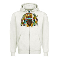 Oatmeal Heather bear rainbow Zipper Hoodie - BarkalooDesign