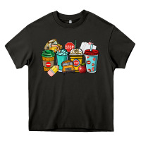 Asphalt school bus driver coffee cups Heavy Core Tee - NancyCooperArtShop