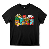 Black school bus driver coffee cups Heavy Core Tee - NancyCooperArtShop