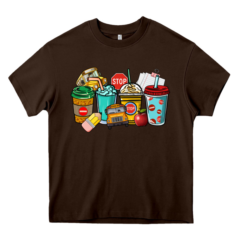 School Bus Driver Coffee Cups Heavy Core Tee by NancyCooperArtShop | Teevron