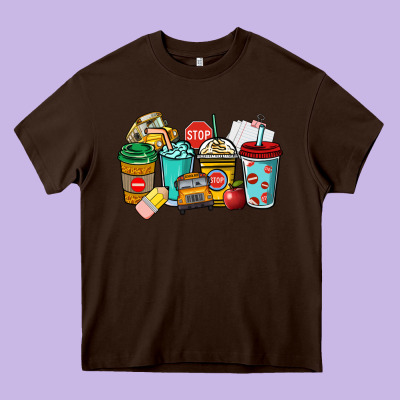 School Bus Driver Coffee Cups Heavy Core Tee Designed By Nancycooperartshop