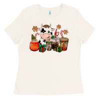 Bone cow coffee cups christmas Ladies Tee - CowGirlArtShop