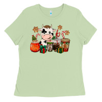 Matcha cow coffee cups christmas Ladies Tee - CowGirlArtShop