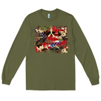 Army Green 4th of july american flagcowhide  leopard backgrou Long Sleeve Tee - FaDigitalArtStudio