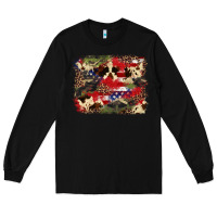 Black 4th of july american flagcowhide  leopard backgrou Long Sleeve Tee - FaDigitalArtStudio
