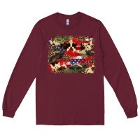 Burgundy 4th of july american flagcowhide  leopard backgrou Long Sleeve Tee - FaDigitalArtStudio