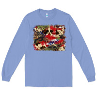 Colony Blue 4th of july american flagcowhide  leopard backgrou Long Sleeve Tee - FaDigitalArtStudio