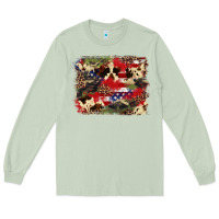 Matcha 4th of july american flagcowhide  leopard backgrou Long Sleeve Tee - FaDigitalArtStudio
