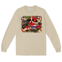 Mushroom 4th of july american flagcowhide  leopard backgrou Long Sleeve Tee - FaDigitalArtStudio