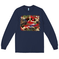 Navy 4th of july american flagcowhide  leopard backgrou Long Sleeve Tee - FaDigitalArtStudio