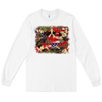 White 4th of july american flagcowhide  leopard backgrou Long Sleeve Tee - FaDigitalArtStudio