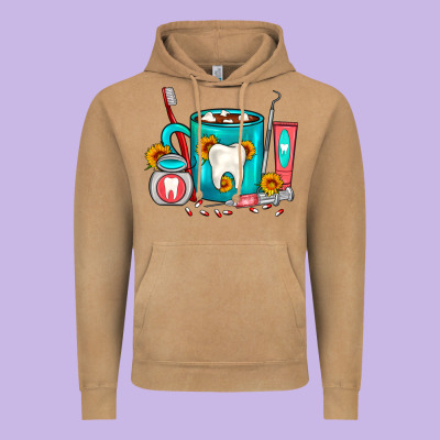 Dentist Coffee Vintage Hoodie Designed By Fadigitalartstudio
