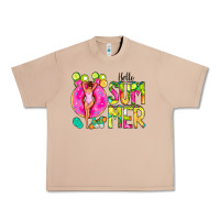 Burro Hello Summer Donut Girl Urban Heavy Tee - CowCowDesign