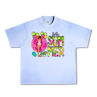 Grape Ice Hello Summer Donut Girl Urban Heavy Tee - CowCowDesign