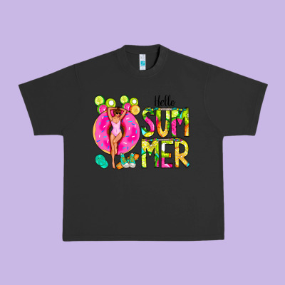 Hello Summer Donut Girl Urban Heavy Tee Designed By Cowcowdesign